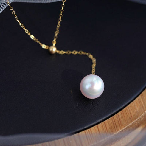 Single Drop Pearl Necklace Gold Vermeil - Zafari Studio Jewelry