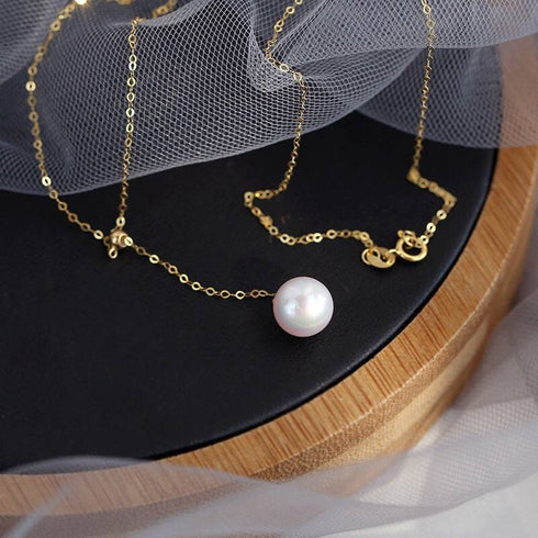 Single Drop Pearl Necklace Gold Vermeil - Zafari Studio Jewelry