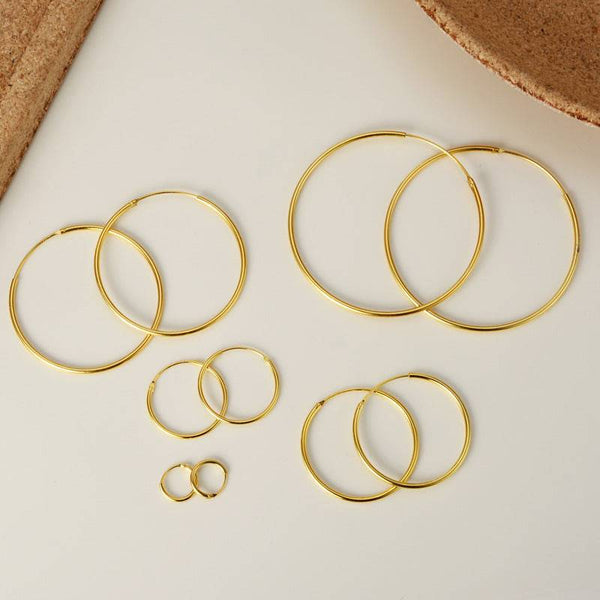 Classic Hoop Earrings Gold Vermeil All Sizes - Zafari Studio Jewelry