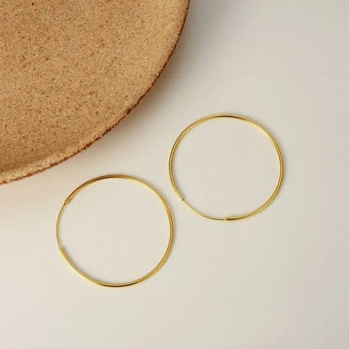 Classic Hoop Earrings Gold Vermeil All Sizes - Zafari Studio Jewelry