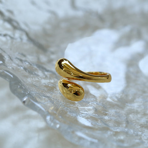 Water drop minimalist adjustable ring Gold Vermeil - Zafari Studio Jewelry