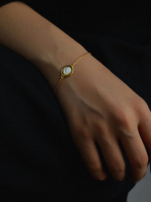 Mother of Pearls Shell Chain Gold Vermeil Necklace Bracelet and Earrings (Purchase Individually) - Zafari Studio Jewelry