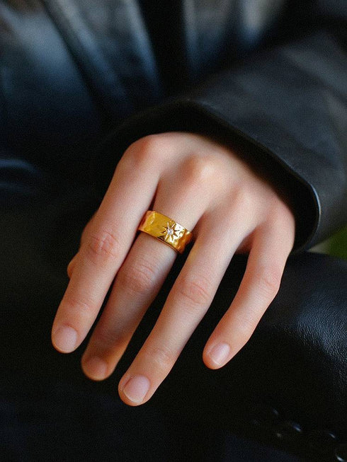 North Star Narrow and Wide CZ Ring - Zafari Studio Jewelry