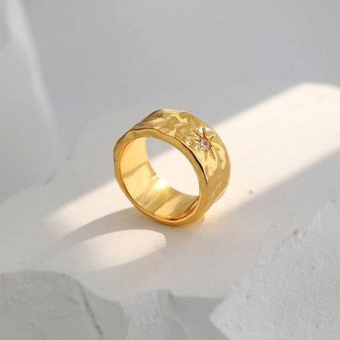 North Star Narrow and Wide CZ Ring - Zafari Studio Jewelry
