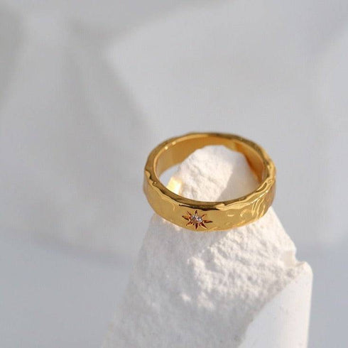 North Star Narrow and Wide CZ Ring - Zafari Studio Jewelry