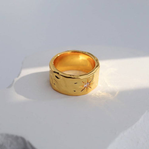 North Star Narrow and Wide CZ Ring - Zafari Studio Jewelry