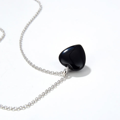 Black Agate Heart Pendant Necklace and Earrings (Purchase Individually) - Zafari Studio Jewelry