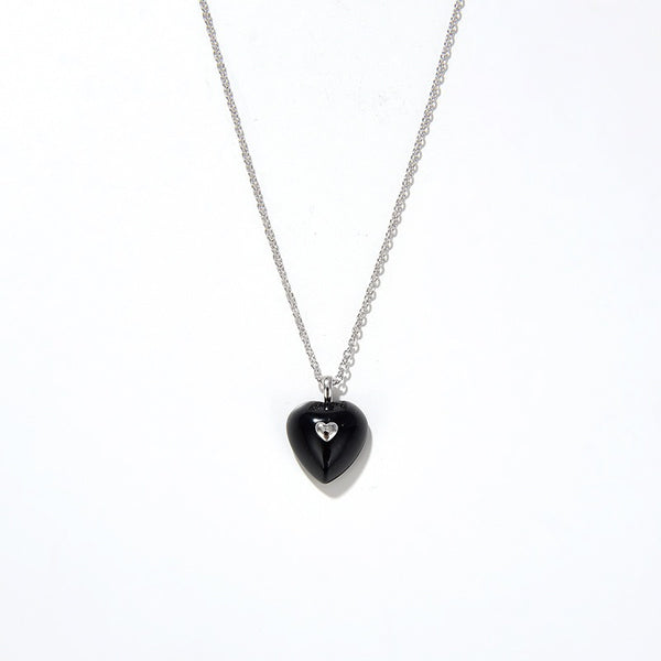 Black Agate Heart Pendant Necklace and Earrings (Purchase Individually) - Zafari Studio Jewelry