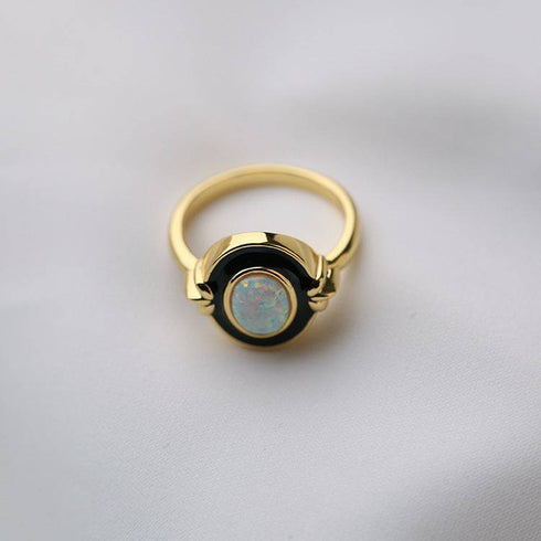 Opal Ring Gold Vermeil - Zafari Studio Jewelry