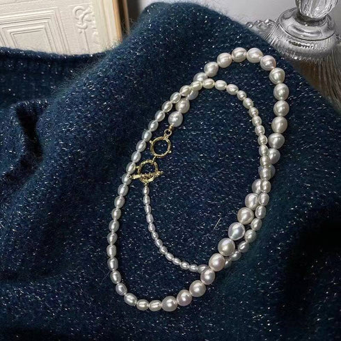 Graduated OT lock pearls necklace - Zafari Studio Jewelry