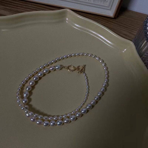 Graduated OT lock pearls necklace - Zafari Studio Jewelry