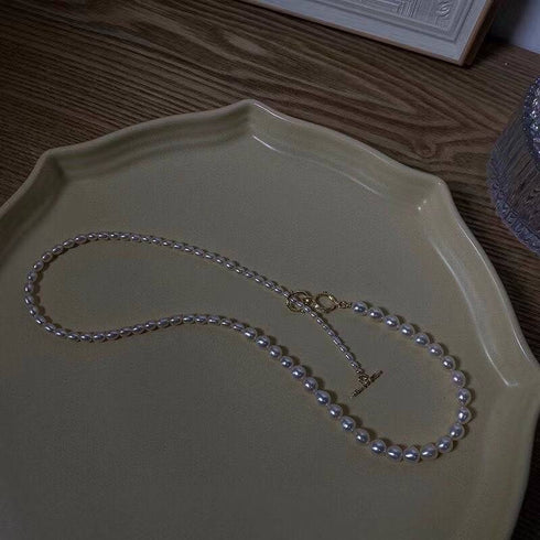 Graduated OT lock pearls necklace - Zafari Studio Jewelry