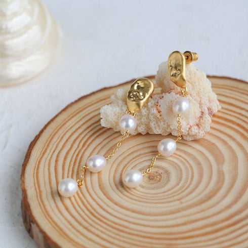 Long Drop Pearl Tassel Earrings - Zafari Studio Jewelry