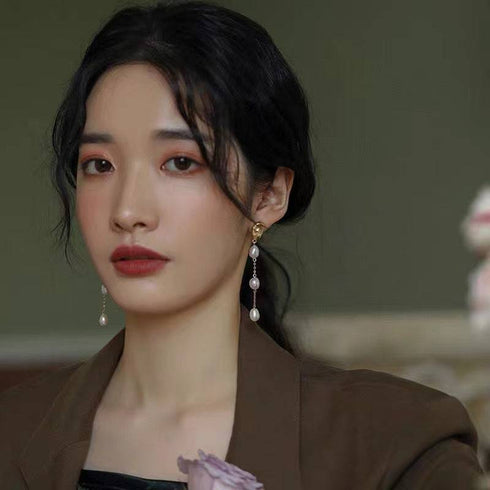 Long Drop Pearl Tassel Earrings - Zafari Studio Jewelry