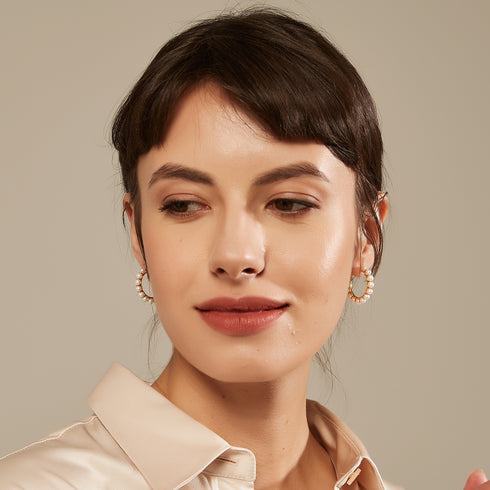 Circle Pearl Earrings Gold Vermeil - Zafari Studio Jewelry