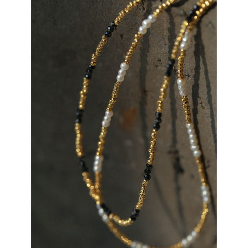 Mini Gemstones Gold Beaded Necklace - Zafari Studio Jewelry