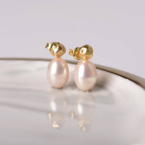 Teardrop Pearl Earrings Sterling Silver - Zafari Studio Jewelry