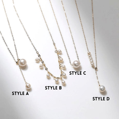 Vintage Y Shape Pearl Choker Necklace 14K Yellow Gold - Zafari Studio Jewelry