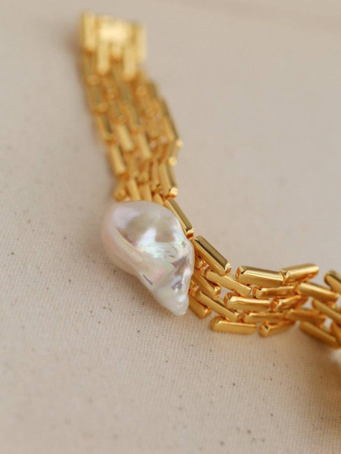 Baroque Pearl Long Tassel Watch Chain Bracelet - Zafari Studio Jewelry