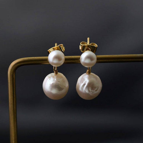 ELLE White Pearl Drop Earrings - Zafari Studio Jewelry