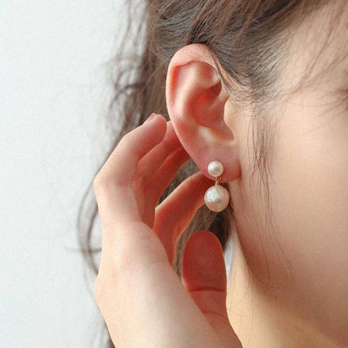 ELLE White Pearl Drop Earrings - Zafari Studio Jewelry