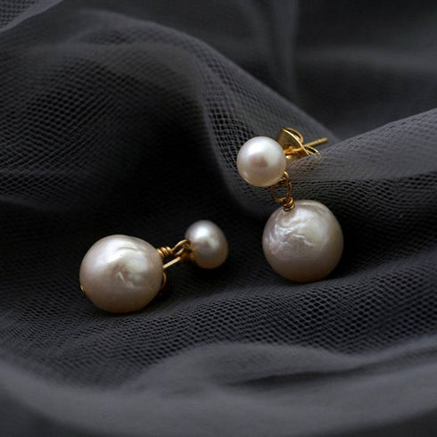 ELLE White Pearl Drop Earrings - Zafari Studio Jewelry