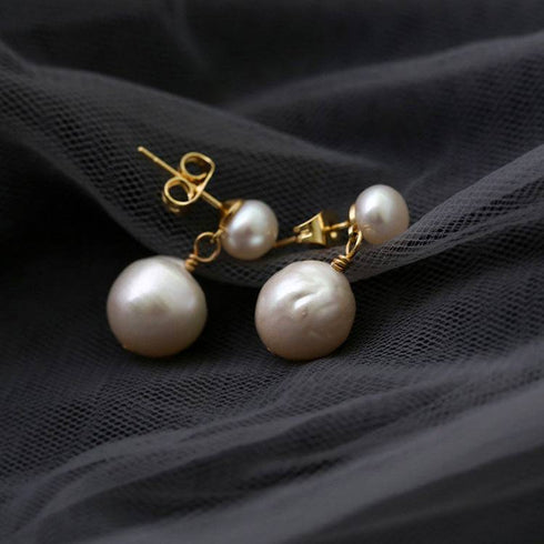 ELLE White Pearl Drop Earrings - Zafari Studio Jewelry