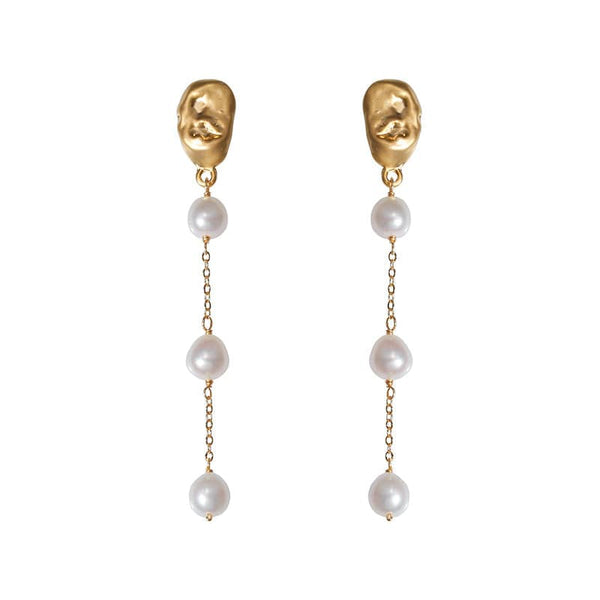 Long Drop Pearl Tassel Earrings - Zafari Studio Jewelry
