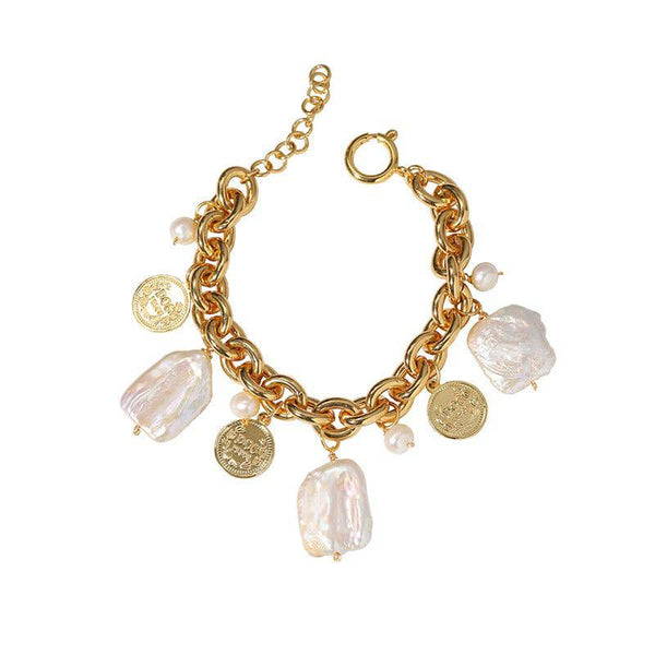 Wild Coin Square Baroque Pearl Necklace and Bracelet (Purchase Individually) - Zafari Studio Jewelry