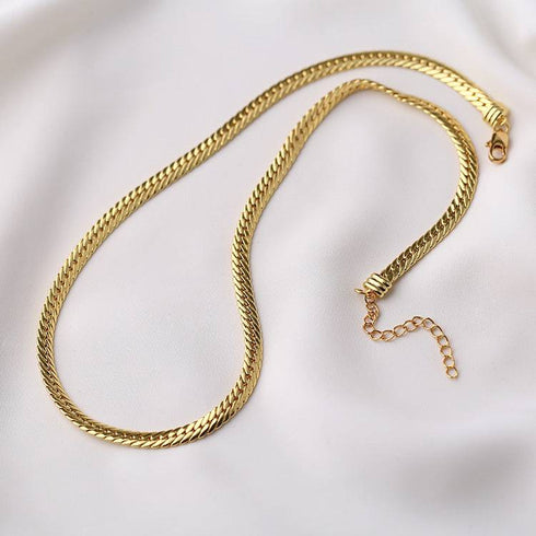 Modern Design Flat Snake Chain Necklace - Zafari Studio Jewelry