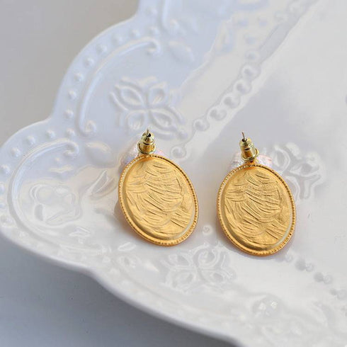 Oval Goddess Gold Coin Pearl Necklace and Earrings (Purchase Individually) - Zafari Studio Jewelry