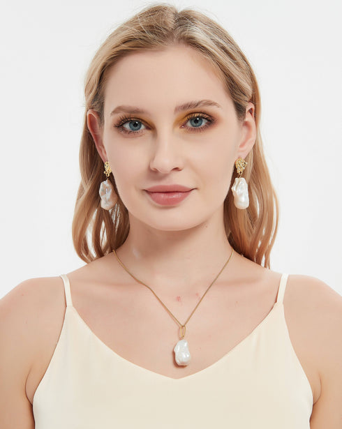 Single Drop Luxury Baroque Pearl Necklace - Zafari Studio Jewelry