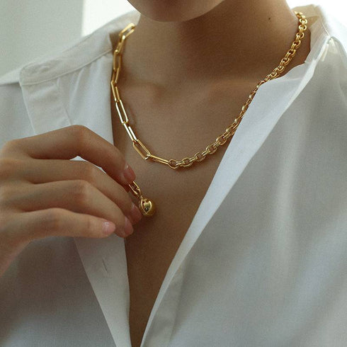 Stitching Chain Detachable Golden Ball Necklace - Zafari Studio Jewelry