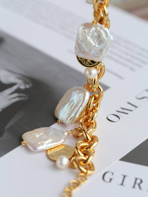 Wild Coin Square Baroque Pearl Necklace and Bracelet (Purchase Individually) - Zafari Studio Jewelry