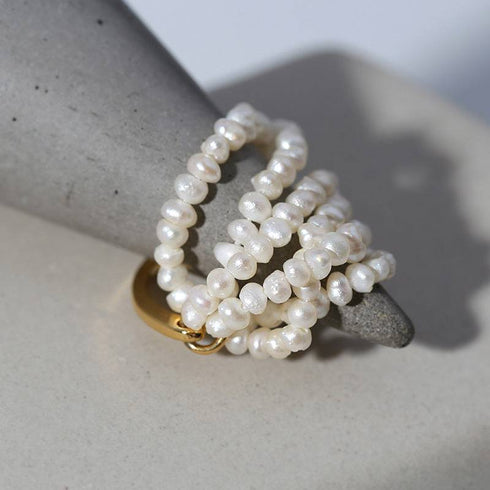 Multi-Layer Rice Pearl Cluster Ring - Zafari Studio Jewelry