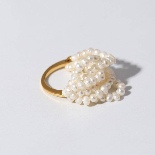 Multi-Layer Rice Pearl Cluster Ring - Zafari Studio Jewelry