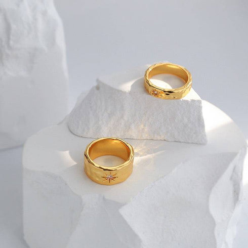 North Star Narrow and Wide CZ Ring - Zafari Studio Jewelry