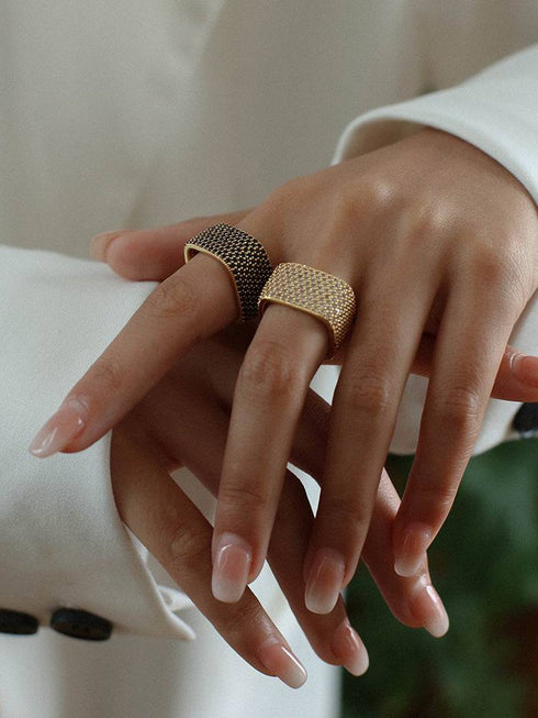 Dazzling Square Zirconia Encrusted Ring - Zafari Studio Jewelry