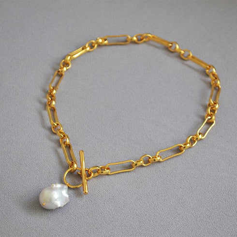 Luxury Baroque Pearls Chain Necklace - Zafari Studio Jewelry