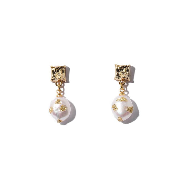 JUDY Pearl Gold Foil Earrings - Zafari Studio Jewelry