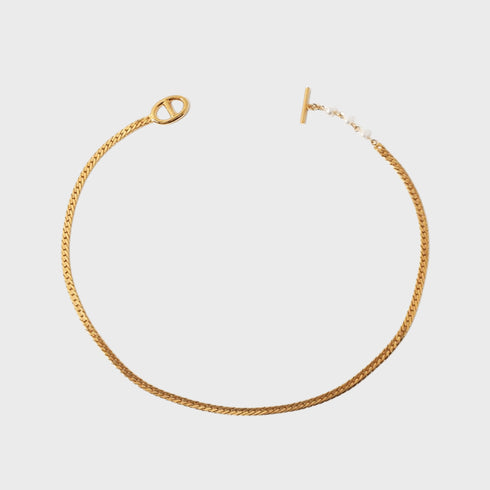 Snake Chain Pearl Gold Necklace - Zafari Studio Jewelry