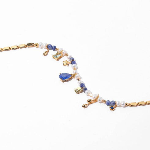 Elements zircon stones and pearl necklace - Zafari Studio Jewelry