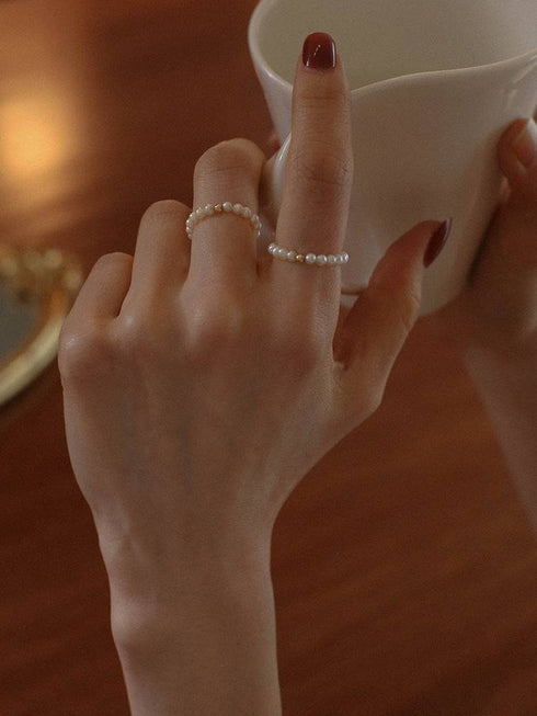 SCARLETT Beaded Pearl Ring 14K Yellow Gold - Zafari Studio Jewelry