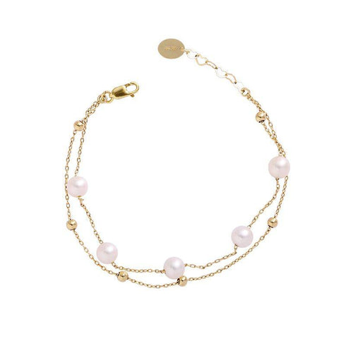 Layered Freshwater Pearl Bracelet 14K Yellow Gold - Zafari Studio Jewelry