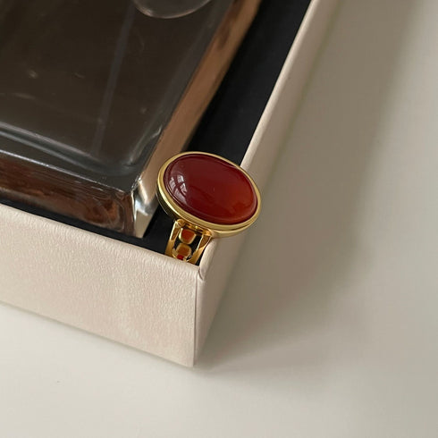 Red Onyx Ring Gold Vermeil - Zafari Studio Jewelry