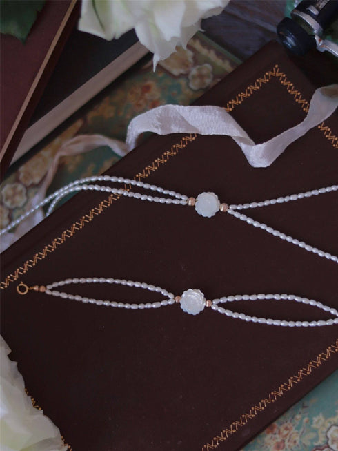 Rose Carvered Mother of Pearls Shell Layered Pearls Necklace and Bracelet (Purchase Individually) - Zafari Studio Jewelry