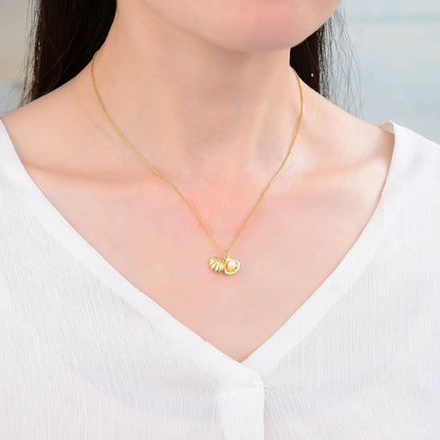 Gold Shell Pearl Necklace - Zafari Studio Jewelry