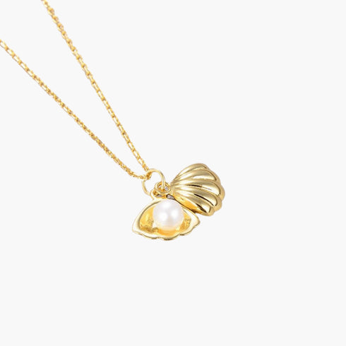 Gold Shell Pearl Necklace - Zafari Studio Jewelry