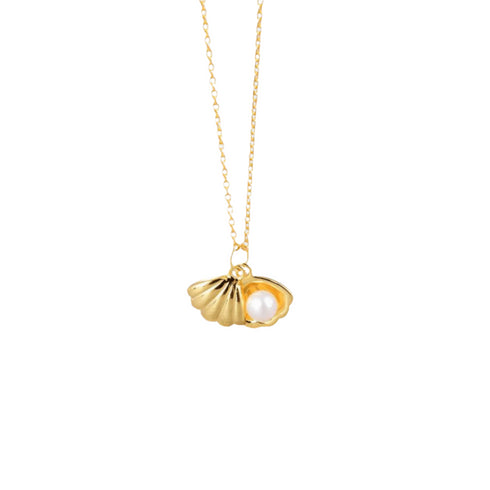 Gold Shell Pearl Necklace - Zafari Studio Jewelry