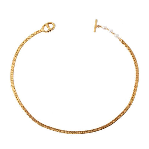 Snake Chain Pearl Gold Necklace - Zafari Studio Jewelry